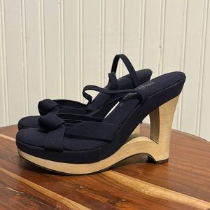 1970s vintage wood platform shoe